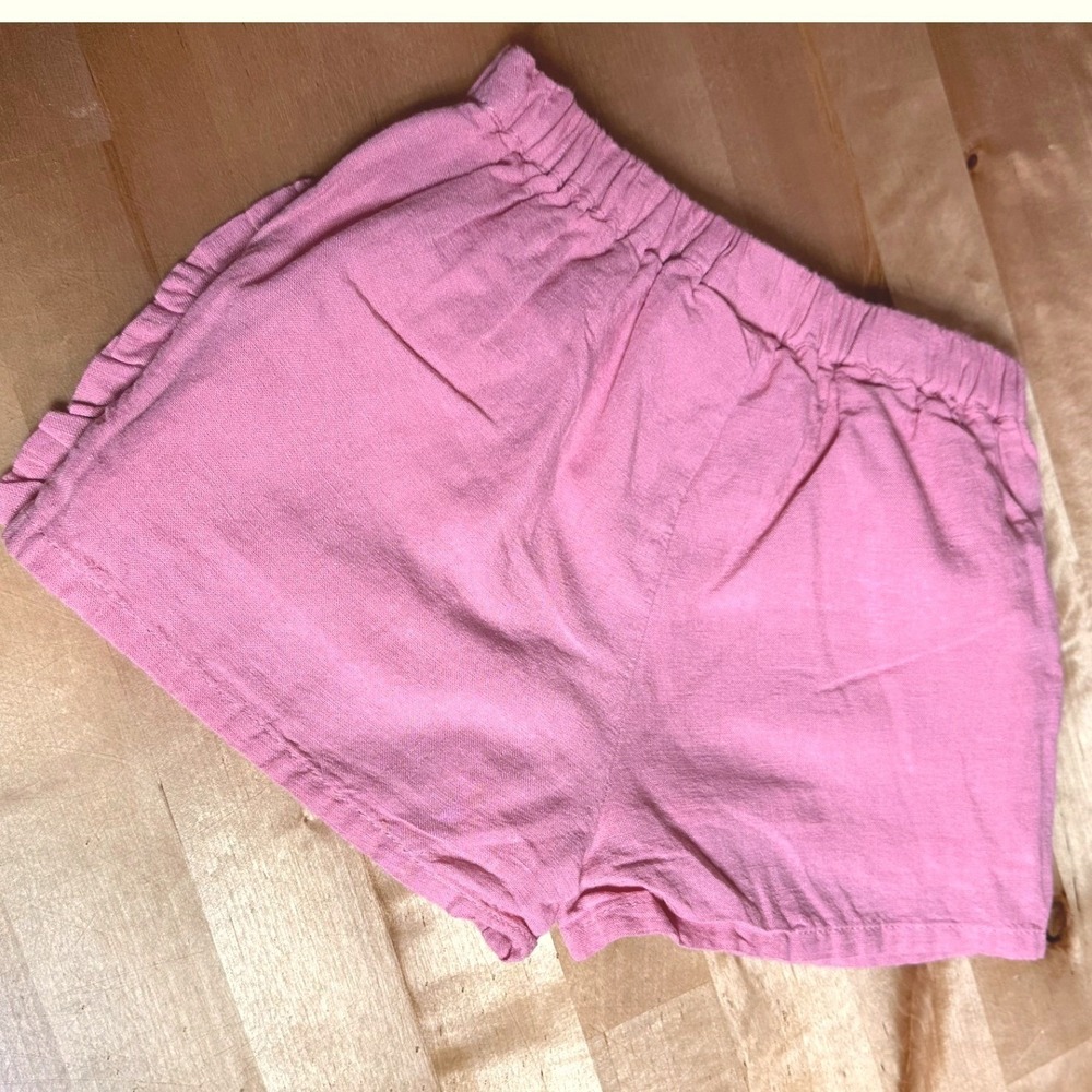 Mayoral Short Set Kids 24M Pink Excellent Striped Linen Blend Ruffle 2pc - Picture 7 of 8